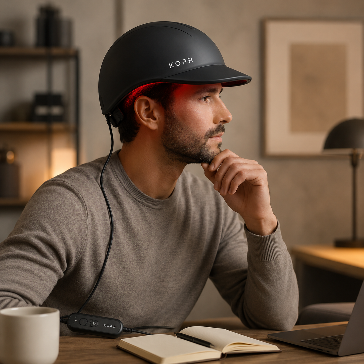 KOPR LED Hair Regrowth Cap in use